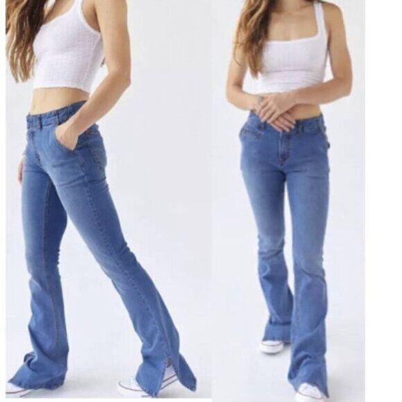 BDG Retro Skinny Puddle Mid Rise Slit Hem Stretchy Jean - Picture 1 of 4